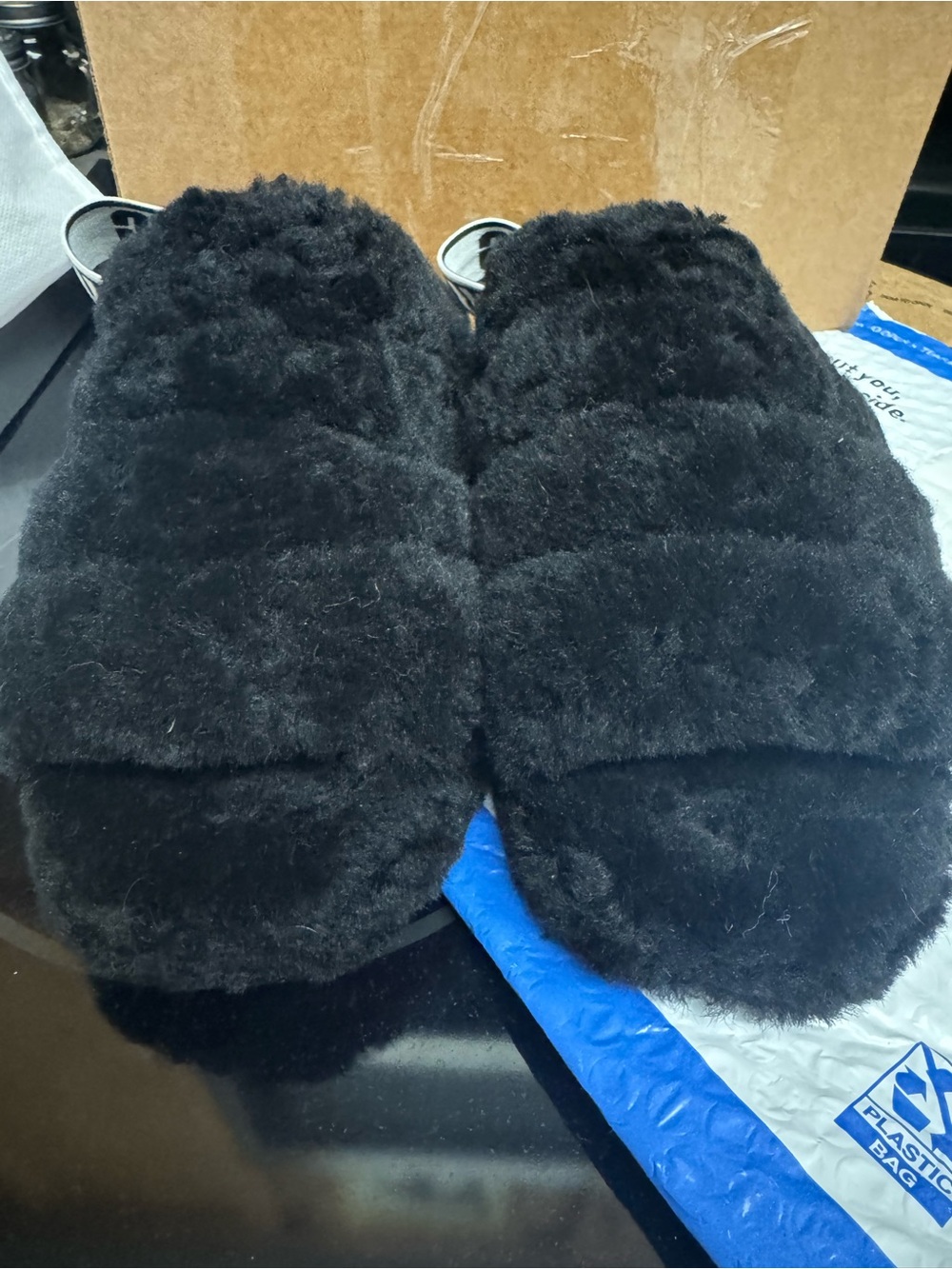 UGG Black Fluff Yeah Slipper/Slides
